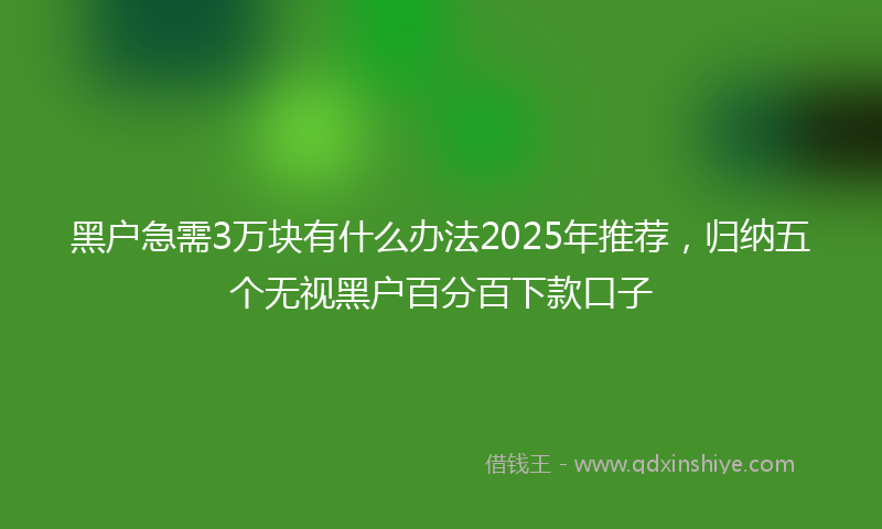 黑户急需3万块有什么办法2025年推荐，归纳五个无视黑户百分百下款口子