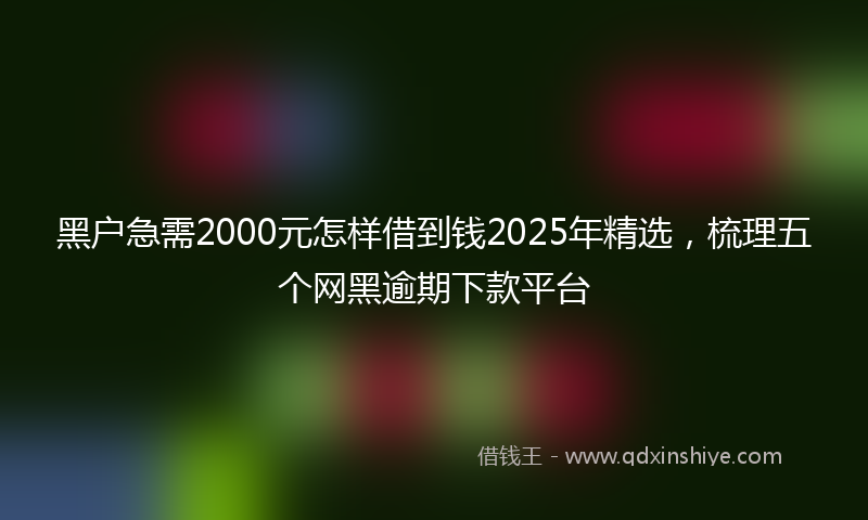 黑户急需2000元怎样借到钱2025年精选，梳理五个网黑逾期下款平台
