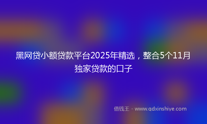 黑网贷小额贷款平台2025年精选，整合5个11月独家贷款的口子