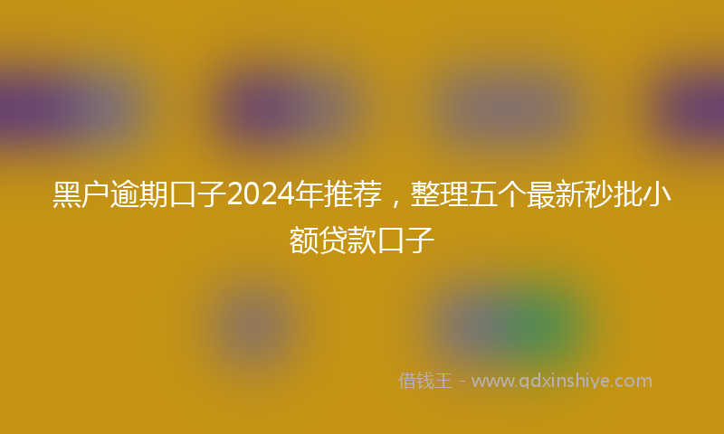 黑户逾期口子2024年推荐，整理五个最新秒批小额贷款口子