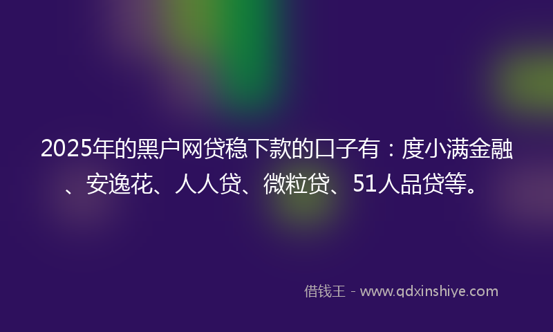 2025年的黑户网贷稳下款的口子有：度小满金融、安逸花、人人贷、微粒贷、51人品贷等。