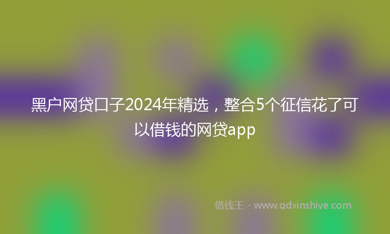黑户网贷口子2024年精选，整合5个征信花了可以借钱的网贷app