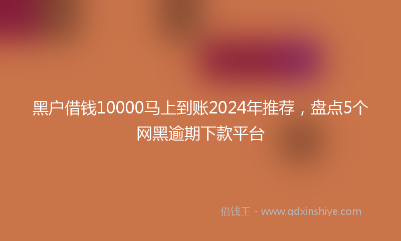 黑户借钱10000马上到账2024年推荐，盘点5个网黑逾期下款平台