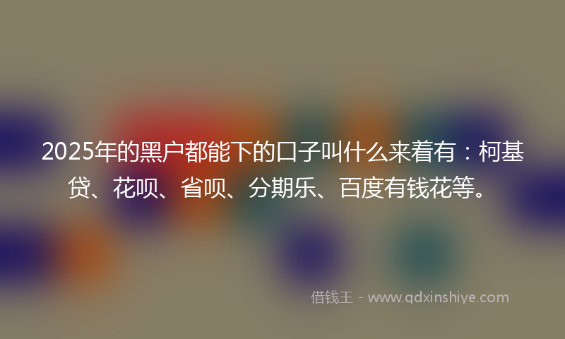 2025年的黑户都能下的口子叫什么来着有：柯基贷、花呗、省呗、分期乐、百度有钱花等。