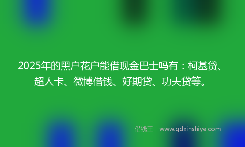 2025年的黑户花户能借现金巴士吗有：柯基贷、超人卡、微博借钱、好期贷、功夫贷等。