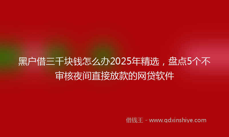 黑户借三千块钱怎么办2025年精选，盘点5个不审核夜间直接放款的网贷软件