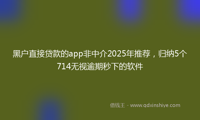 黑户直接贷款的app非中介2025年推荐，归纳5个714无视逾期秒下的软件