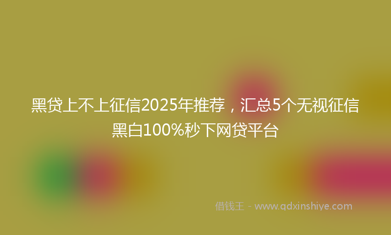 黑贷上不上征信2025年推荐，汇总5个无视征信黑白100%秒下网贷平台