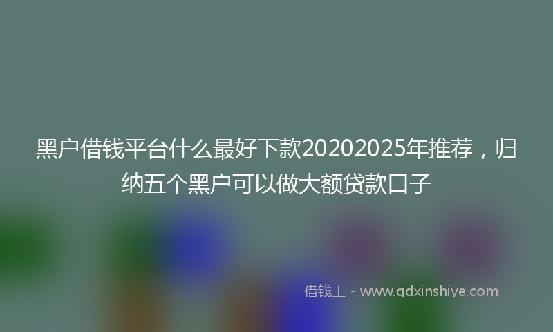 黑户借钱平台什么最好下款20202025年推荐，归纳五个黑户可以做大额贷款口子