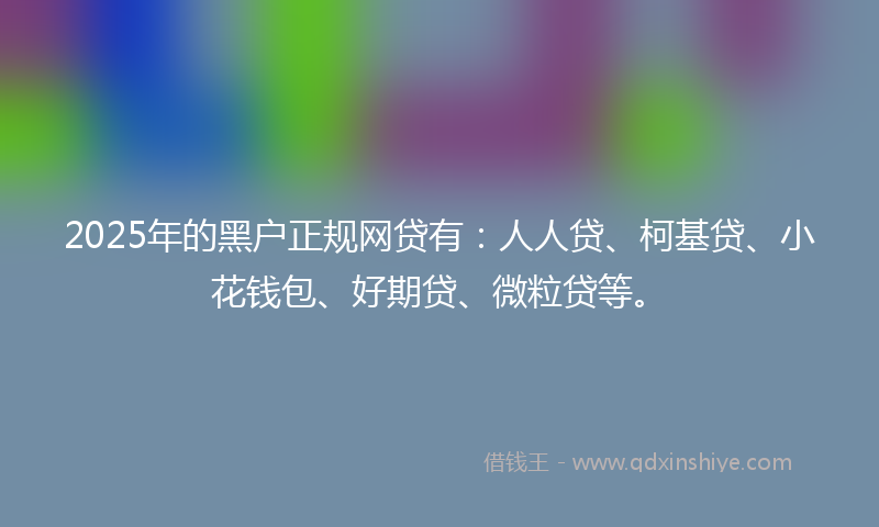 2025年的黑户正规网贷有：人人贷、柯基贷、小花钱包、好期贷、微粒贷等。