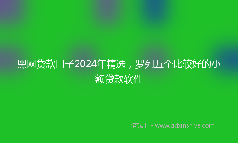 黑网贷款口子2024年精选，罗列五个比较好的小额贷款软件