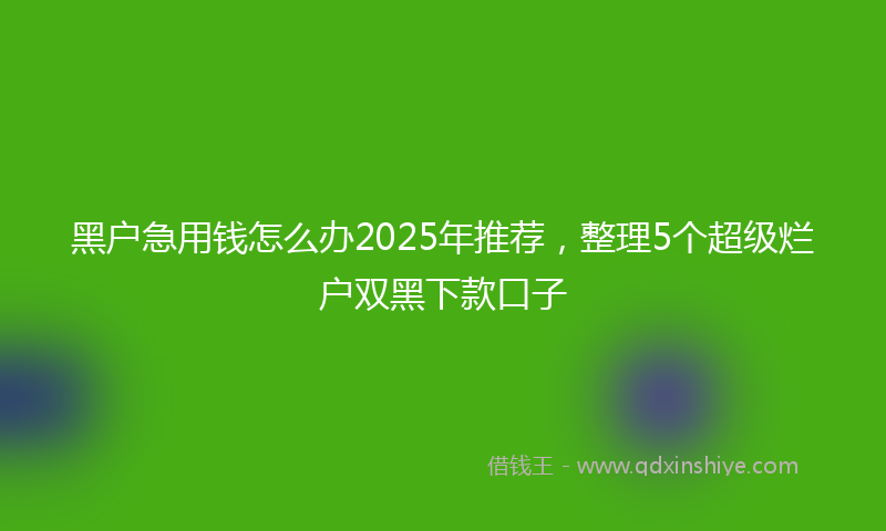 黑户急用钱怎么办2025年推荐，整理5个超级烂户双黑下款口子