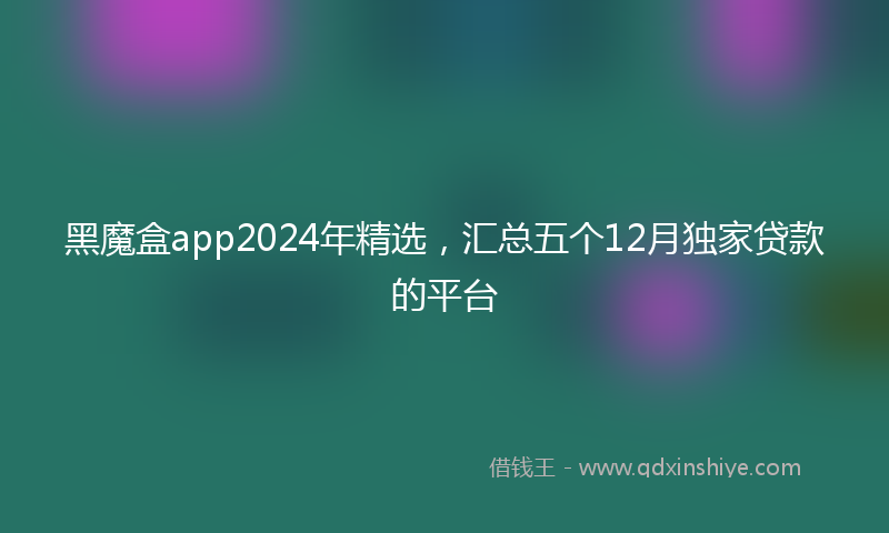 黑魔盒app2024年精选，汇总五个12月独家贷款的平台