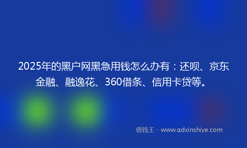 2025年的黑户网黑急用钱怎么办有：还呗、京东金融、融逸花、360借条、信用卡贷等。