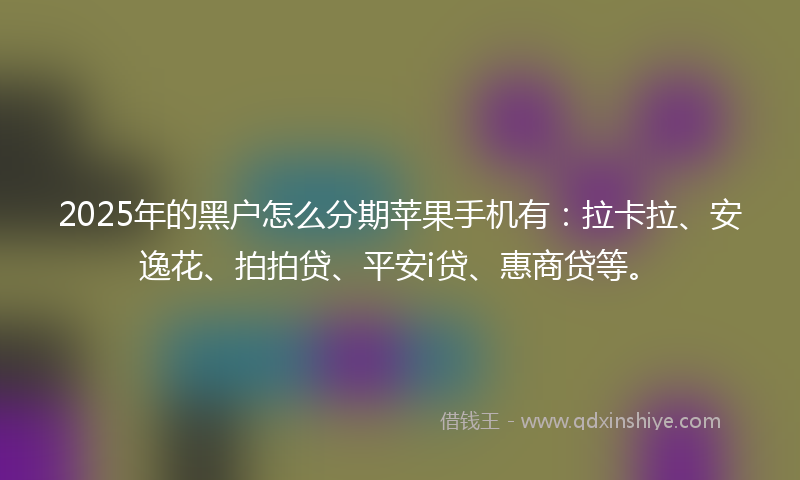 2025年的黑户怎么分期苹果手机有：拉卡拉、安逸花、拍拍贷、平安i贷、惠商贷等。