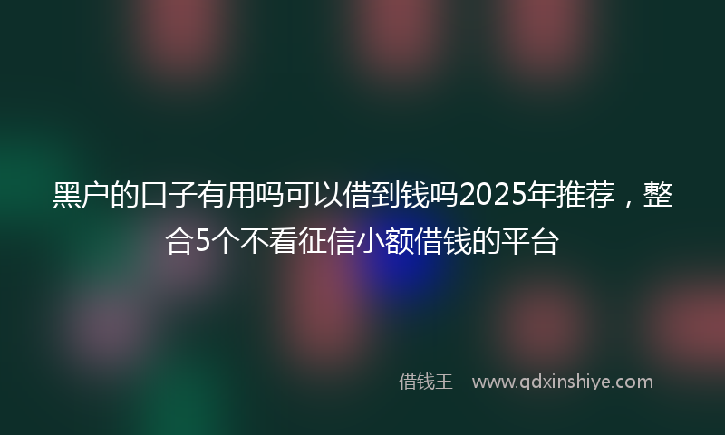 黑户的口子有用吗可以借到钱吗2025年推荐，整合5个不看征信小额借钱的平台