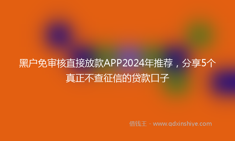 黑户免审核直接放款APP2024年推荐，分享5个真正不查征信的贷款口子
