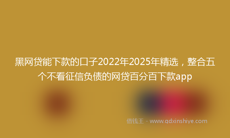 黑网贷能下款的口子2022年2025年精选，整合五个不看征信负债的网贷百分百下款app