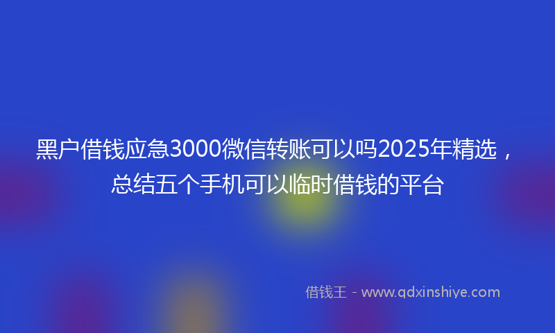 黑户借钱应急3000微信转账可以吗2025年精选，总结五个手机可以临时借钱的平台