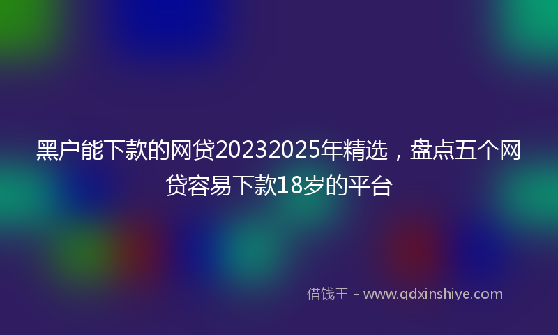 黑户能下款的网贷20232025年精选，盘点五个网贷容易下款18岁的平台