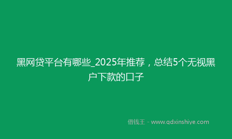 黑网贷平台有哪些_2025年推荐，总结5个无视黑户下款的口子