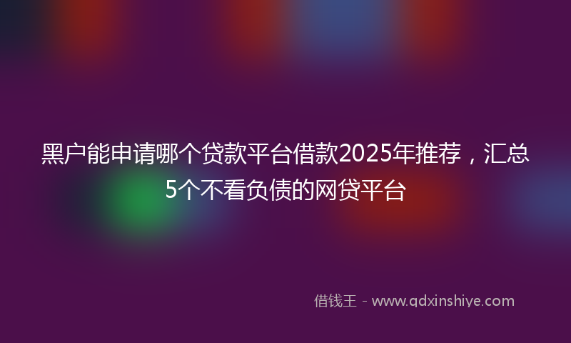 黑户能申请哪个贷款平台借款2025年推荐，汇总5个不看负债的网贷平台