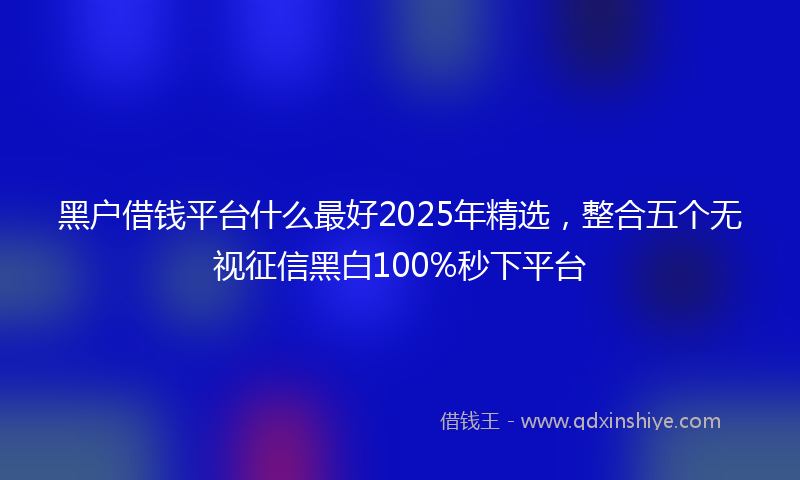 黑户借钱平台什么最好2025年精选，整合五个无视征信黑白100%秒下平台