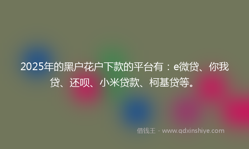 2025年的黑户花户下款的平台有：e微贷、你我贷、还呗、小米贷款、柯基贷等。
