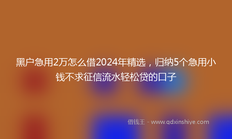 黑户急用2万怎么借2024年精选，归纳5个急用小钱不求征信流水轻松贷的口子