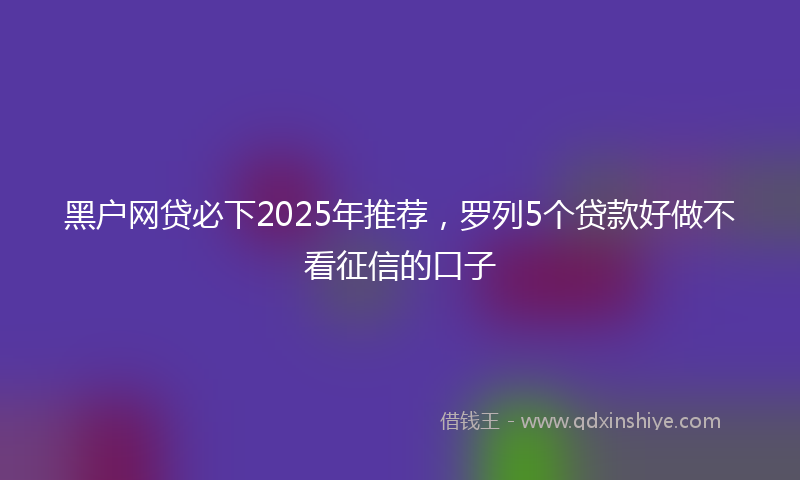 黑户网贷必下2025年推荐，罗列5个贷款好做不看征信的口子
