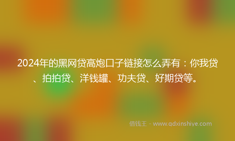 2024年的黑网贷高炮口子链接怎么弄有：你我贷、拍拍贷、洋钱罐、功夫贷、好期贷等。