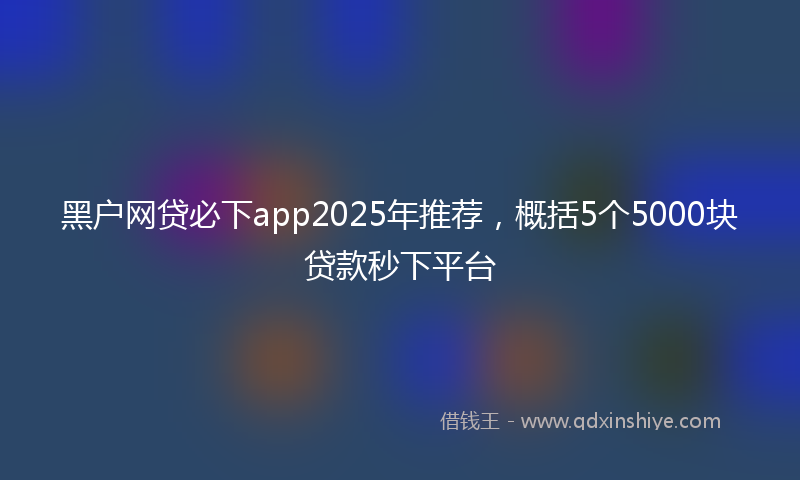 黑户网贷必下app2025年推荐，概括5个5000块贷款秒下平台