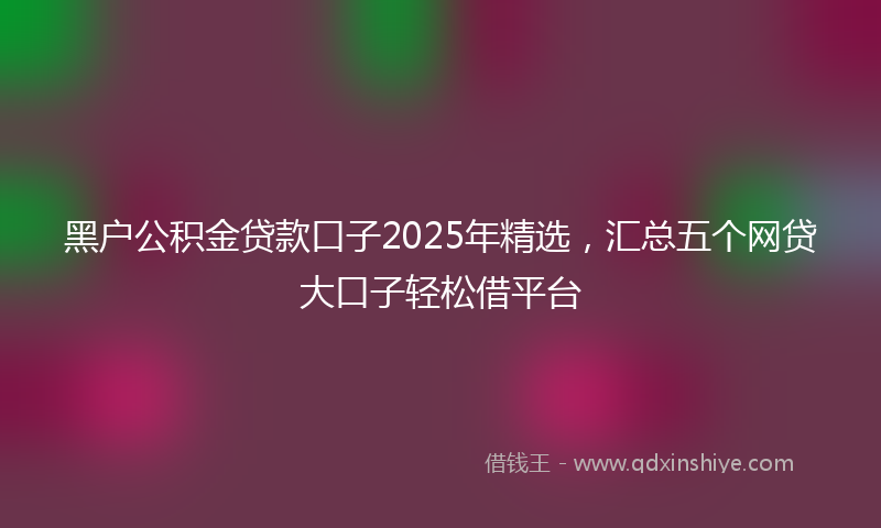 黑户公积金贷款口子2025年精选，汇总五个网贷大口子轻松借平台