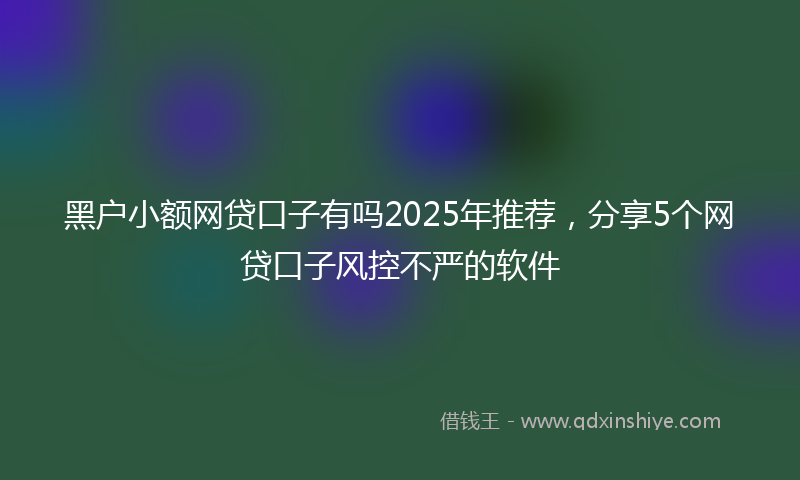 黑户小额网贷口子有吗2025年推荐，分享5个网贷口子风控不严的软件