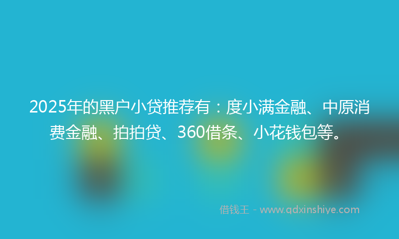 2025年的黑户小贷推荐有：度小满金融、中原消费金融、拍拍贷、360借条、小花钱包等。