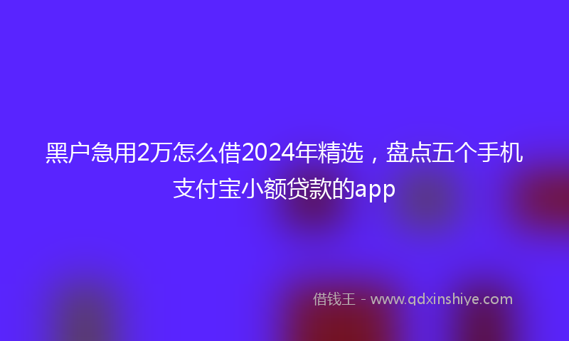 黑户急用2万怎么借2024年精选，盘点五个手机支付宝小额贷款的app