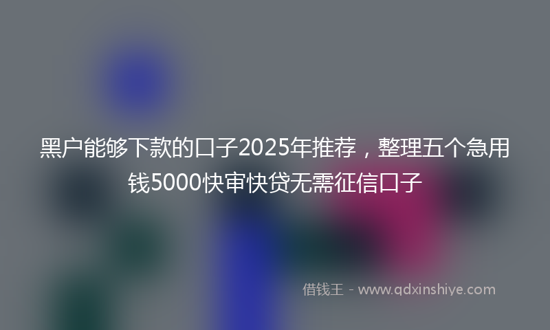 黑户能够下款的口子2025年推荐，整理五个急用钱5000快审快贷无需征信口子