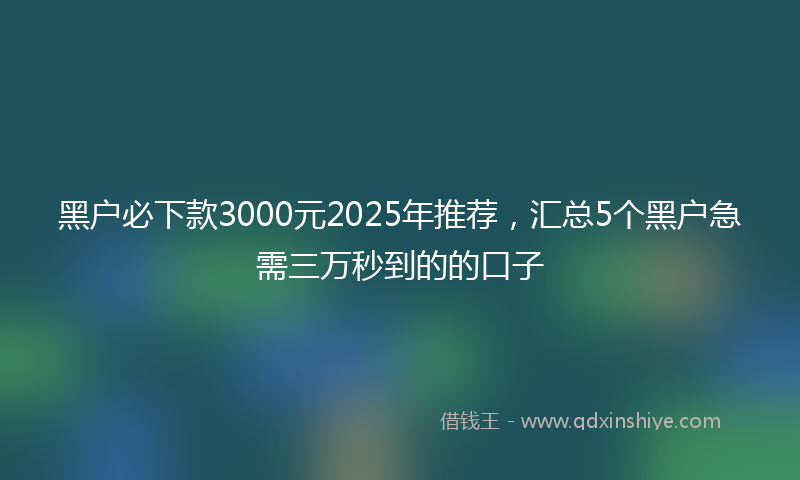 黑户必下款3000元2025年推荐，汇总5个黑户急需三万秒到的的口子