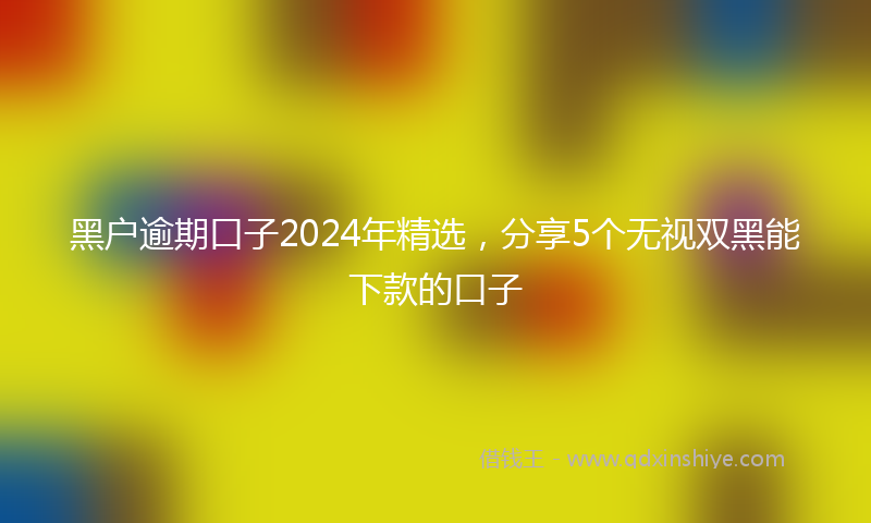 黑户逾期口子2024年精选，分享5个无视双黑能下款的口子