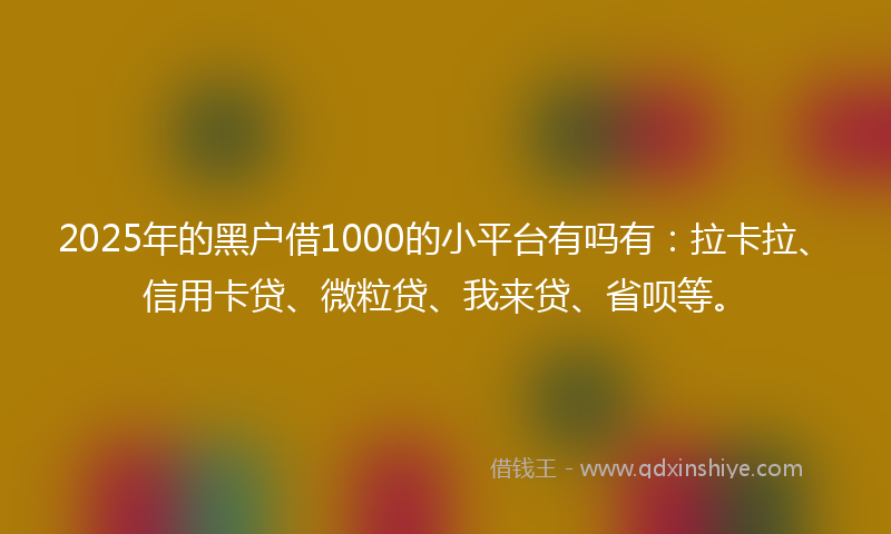 2025年的黑户借1000的小平台有吗有：拉卡拉、信用卡贷、微粒贷、我来贷、省呗等。