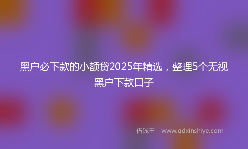 黑户必下款的小额贷2025年精选，整理5个无视黑户下款口子