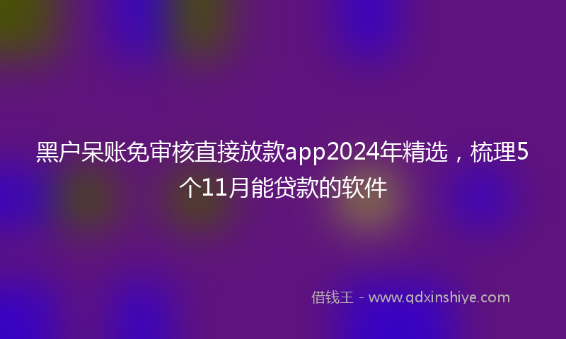 黑户呆账免审核直接放款app2024年精选，梳理5个11月能贷款的软件