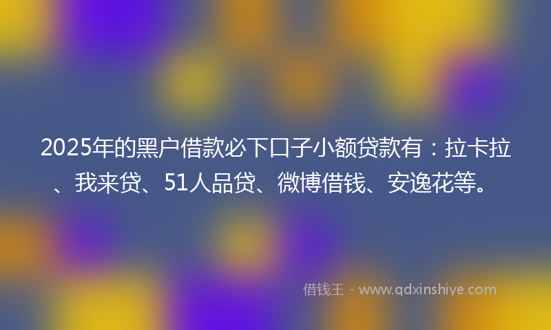 2025年的黑户借款必下口子小额贷款有：拉卡拉、我来贷、51人品贷、微博借钱、安逸花等。