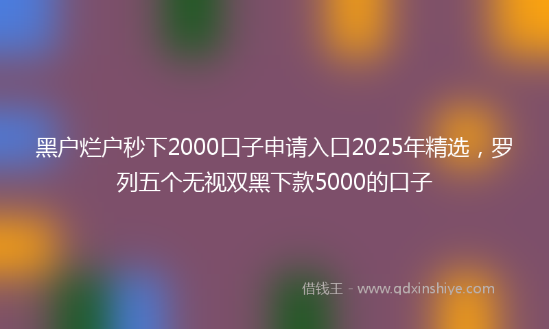 黑户烂户秒下2000口子申请入口2025年精选，罗列五个无视双黑下款5000的口子