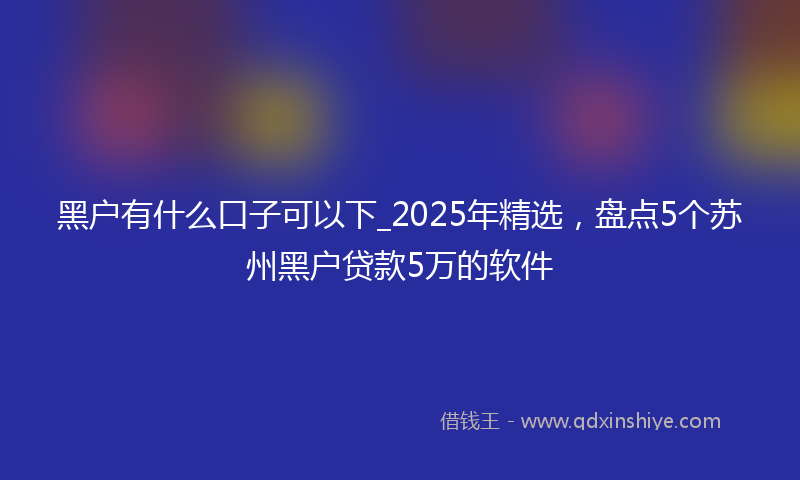 黑户有什么口子可以下_2025年精选，盘点5个苏州黑户贷款5万的软件
