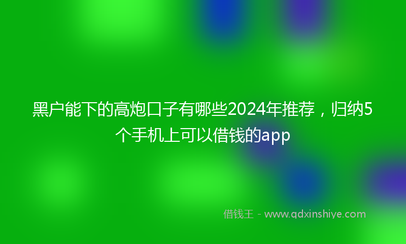 黑户能下的高炮口子有哪些2024年推荐，归纳5个手机上可以借钱的app