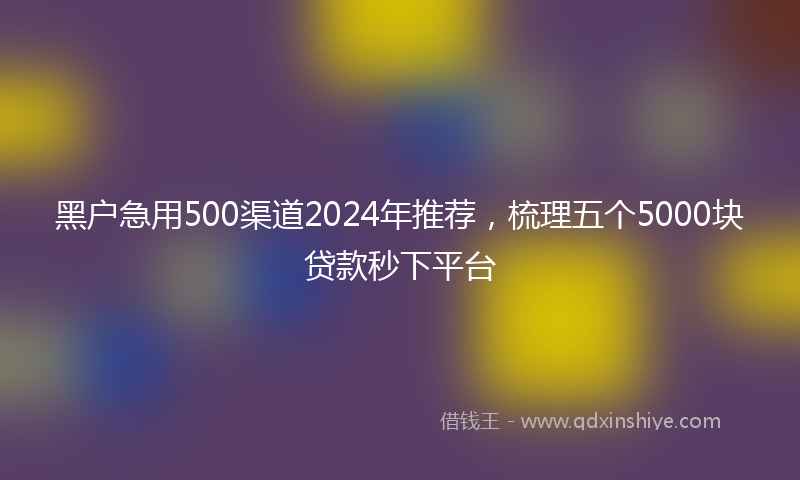 黑户急用500渠道2024年推荐，梳理五个5000块贷款秒下平台