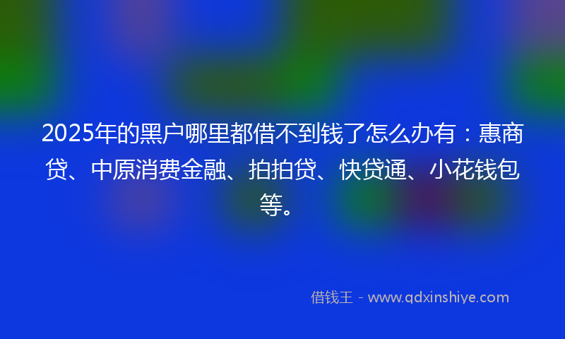 2025年的黑户哪里都借不到钱了怎么办有：惠商贷、中原消费金融、拍拍贷、快贷通、小花钱包等。