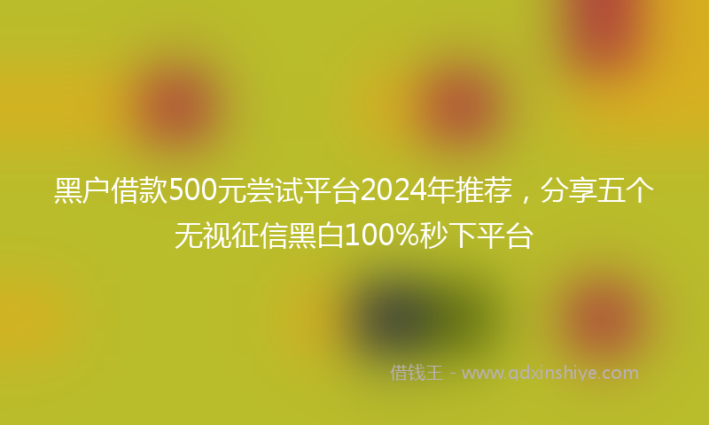 黑户借款500元尝试平台2024年推荐，分享五个无视征信黑白100%秒下平台