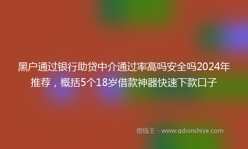 黑户通过银行助贷中介通过率高吗安全吗2024年推荐，概括5个18岁借款神器快速下款口子